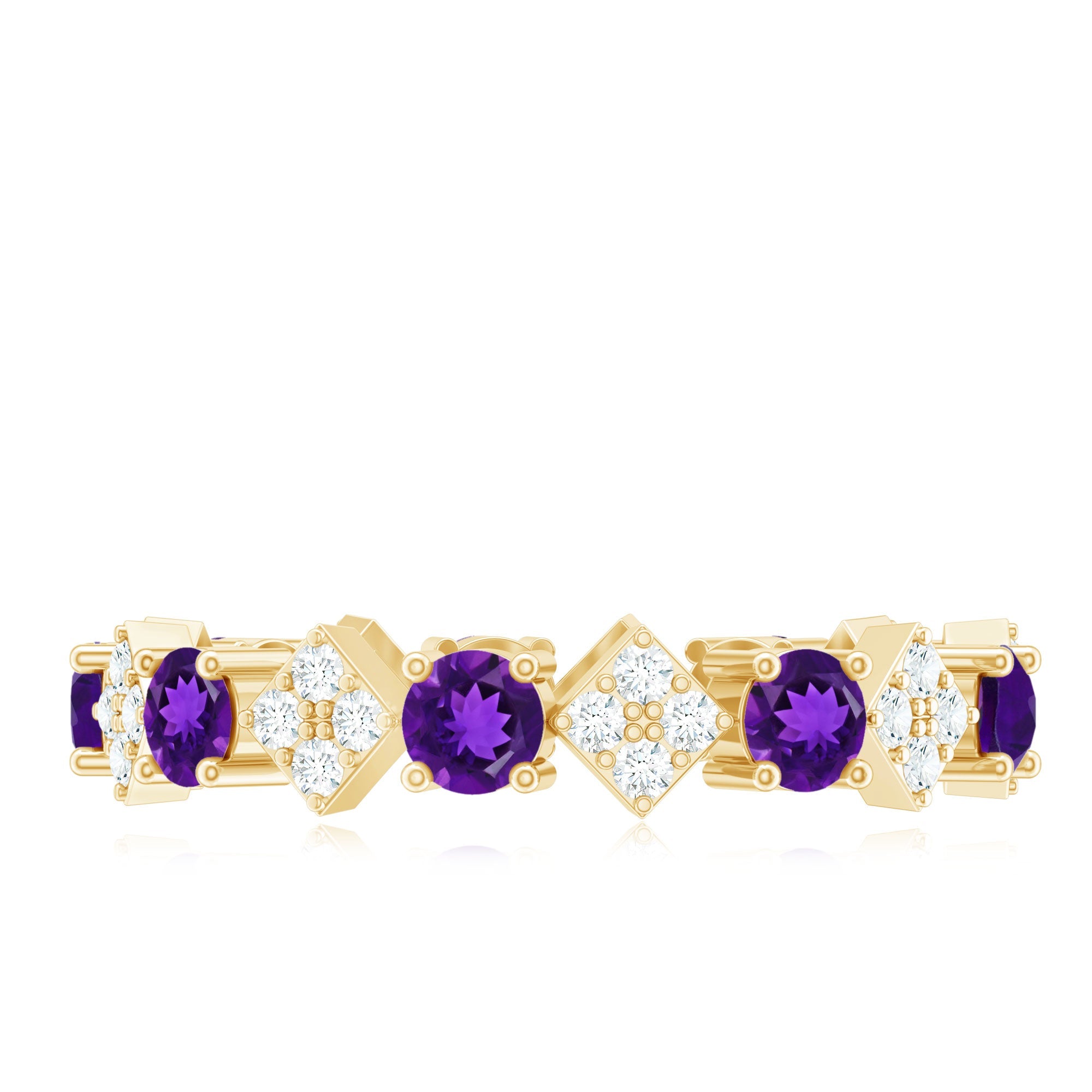 Purple Amethyst and Contemporary Diamond Eternity Ring