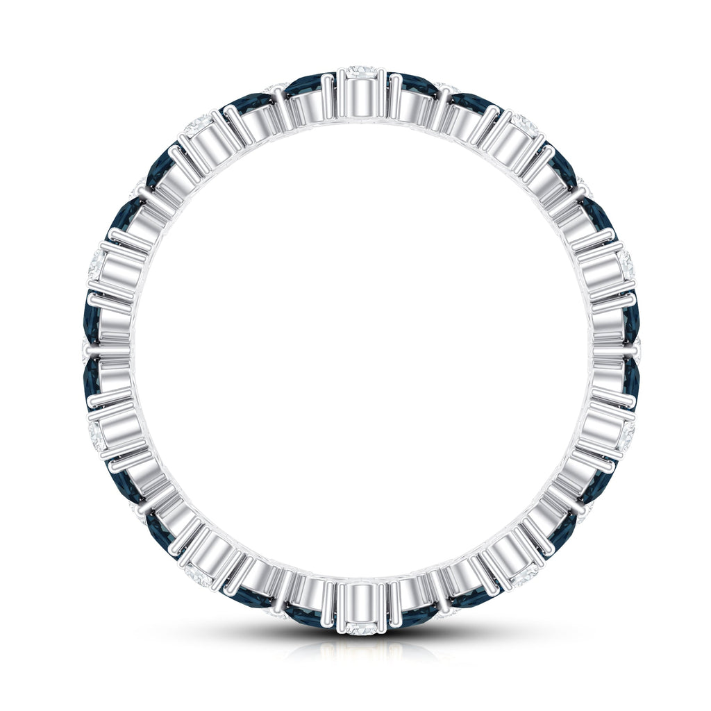 Pear Shape London Blue Topaz and Moissanite Full Eternity Band