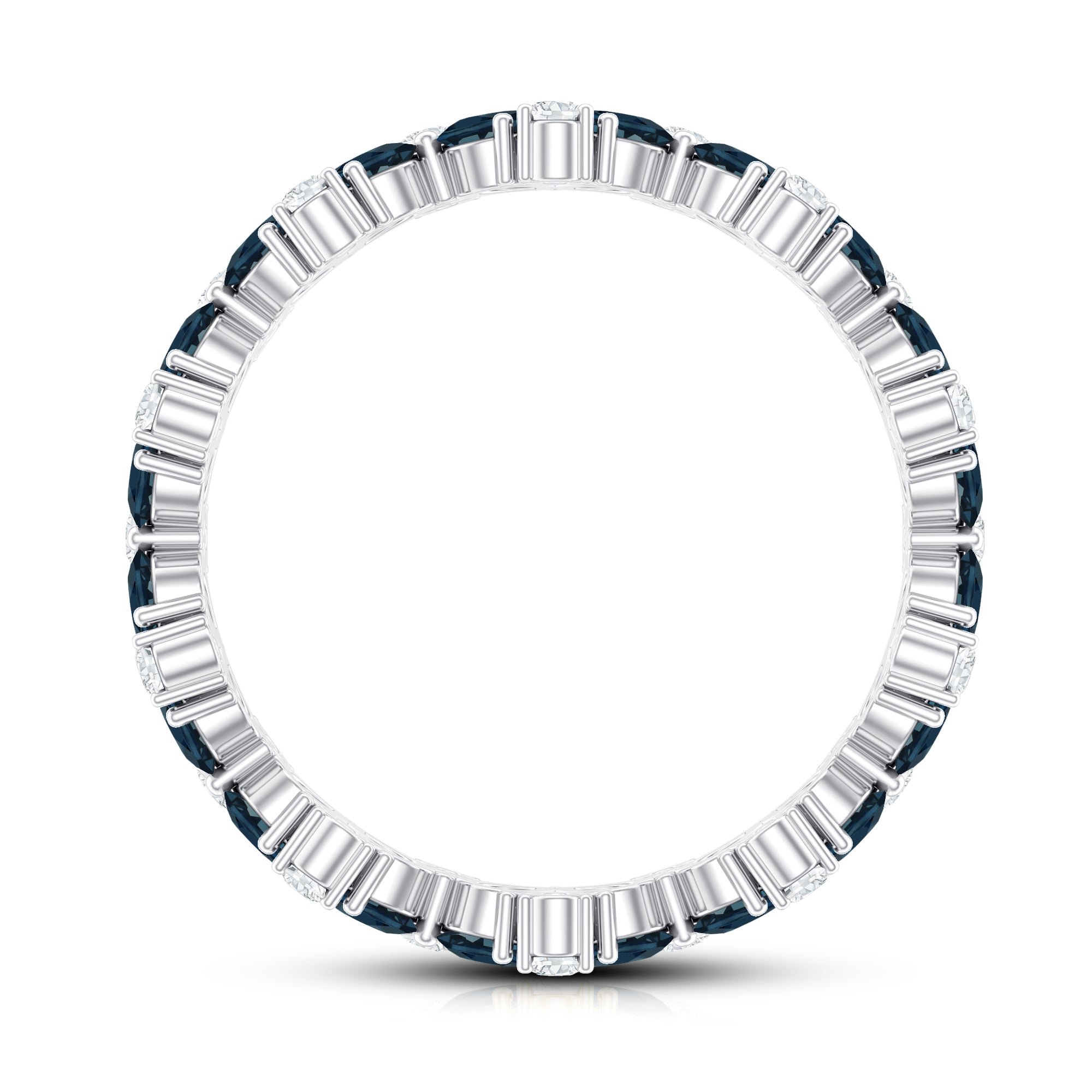 Pear Shape London Blue Topaz and Moissanite Full Eternity Band