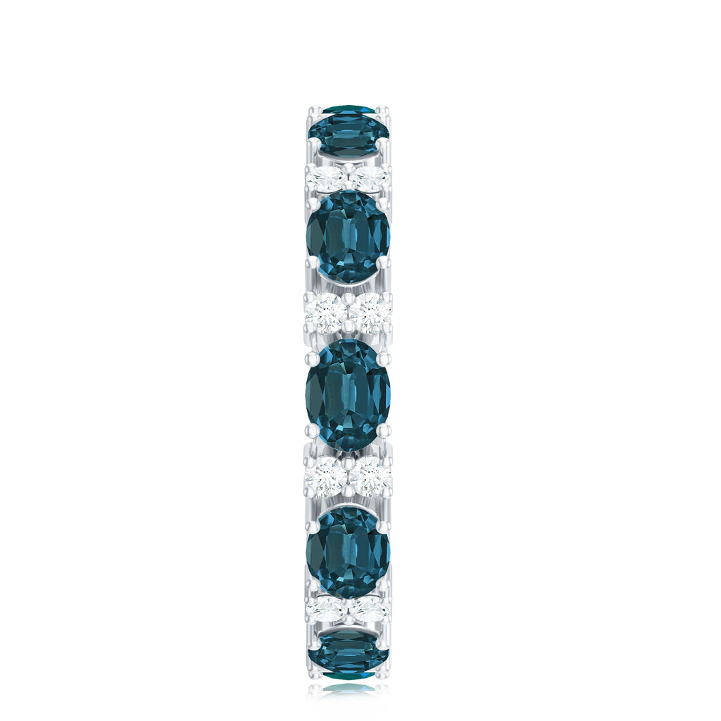 Oval Cut London Blue Topaz Full Eternity Band with Diamond