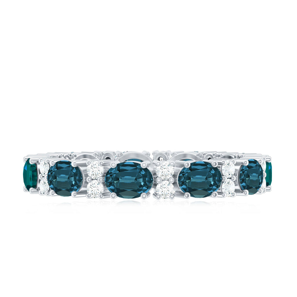 Oval Cut London Blue Topaz Full Eternity Band with Diamond