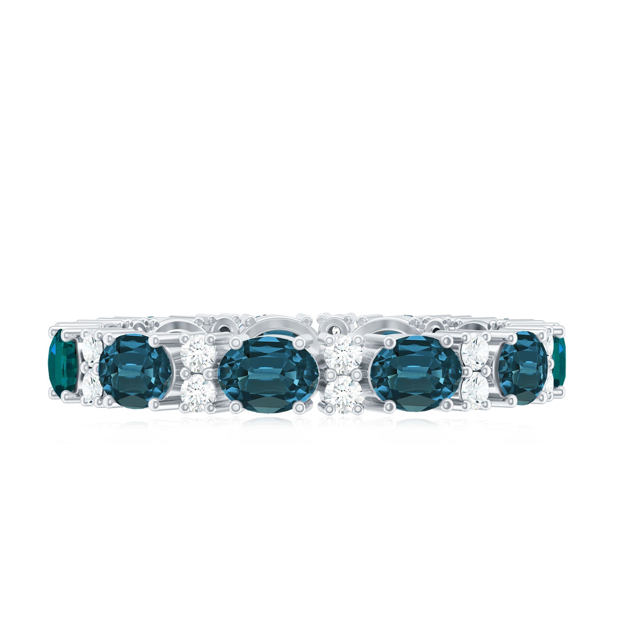 Oval Cut London Blue Topaz Full Eternity Band with Diamond