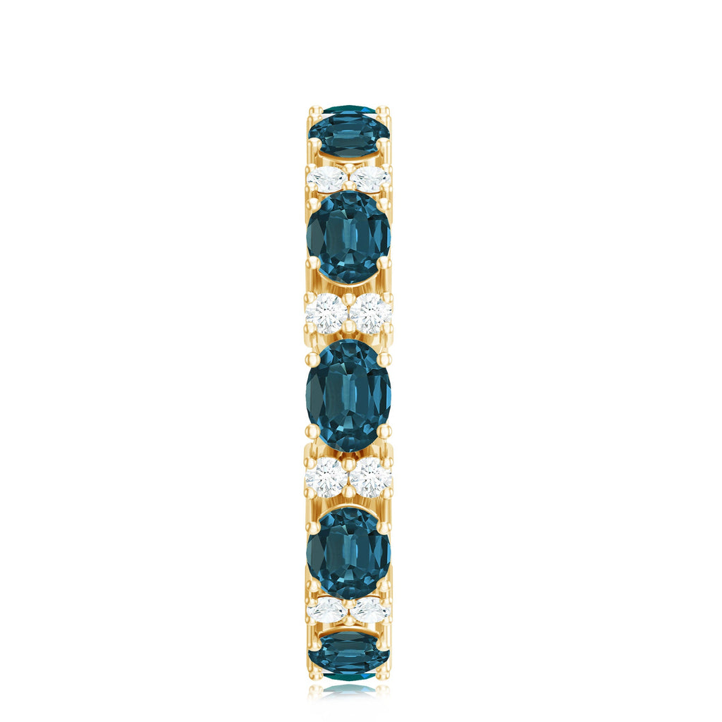 Oval Cut London Blue Topaz Full Eternity Band with Diamond