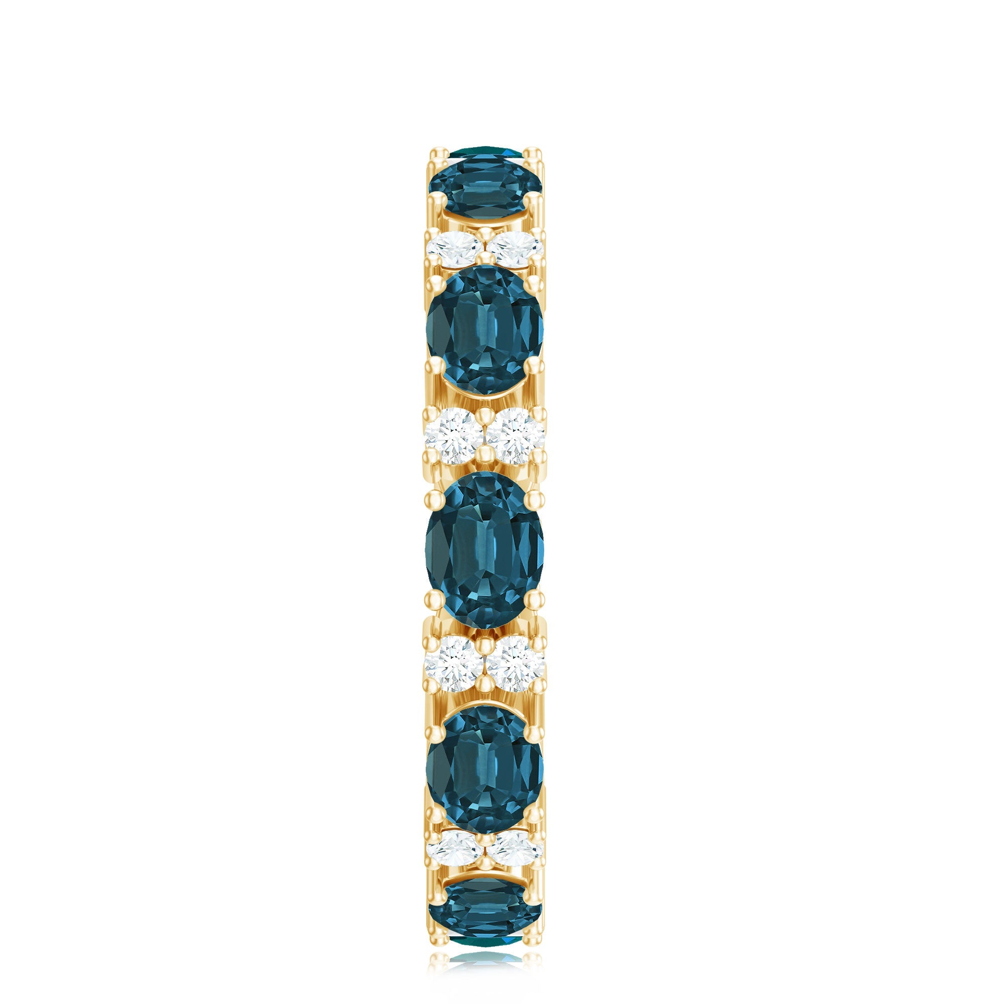 Oval Cut London Blue Topaz Full Eternity Band with Diamond