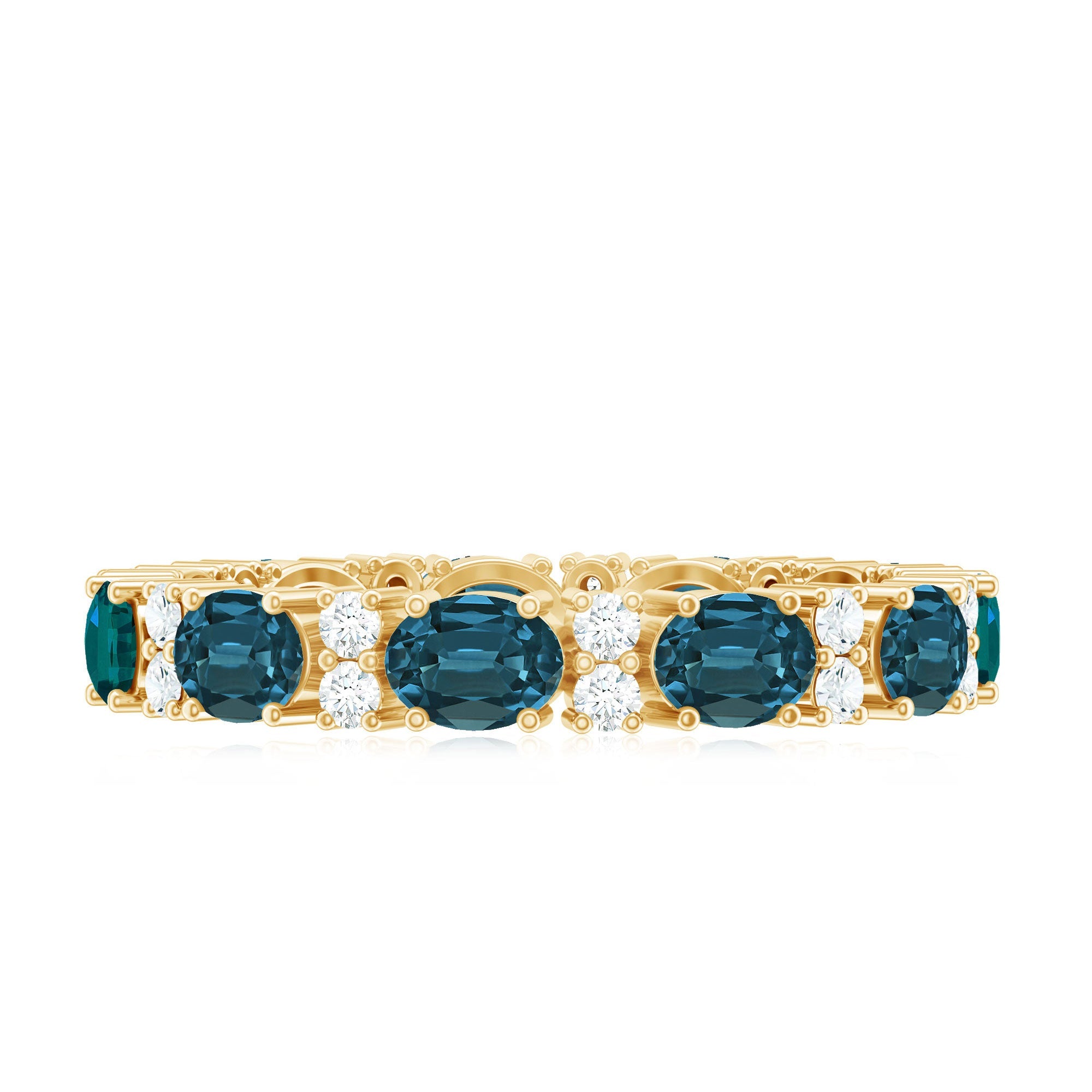 Oval Cut London Blue Topaz Full Eternity Band with Diamond
