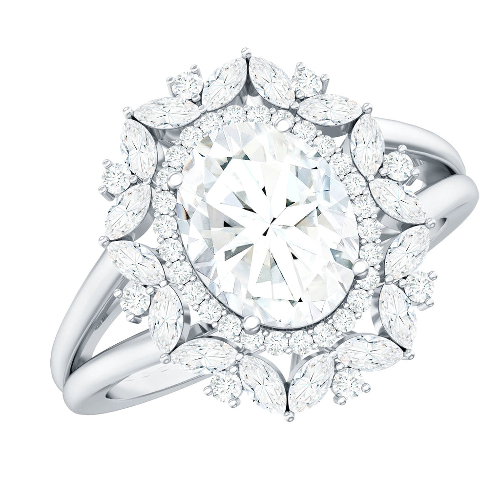 Certified Oval Cut Lab Diamond Statement Engagement Ring