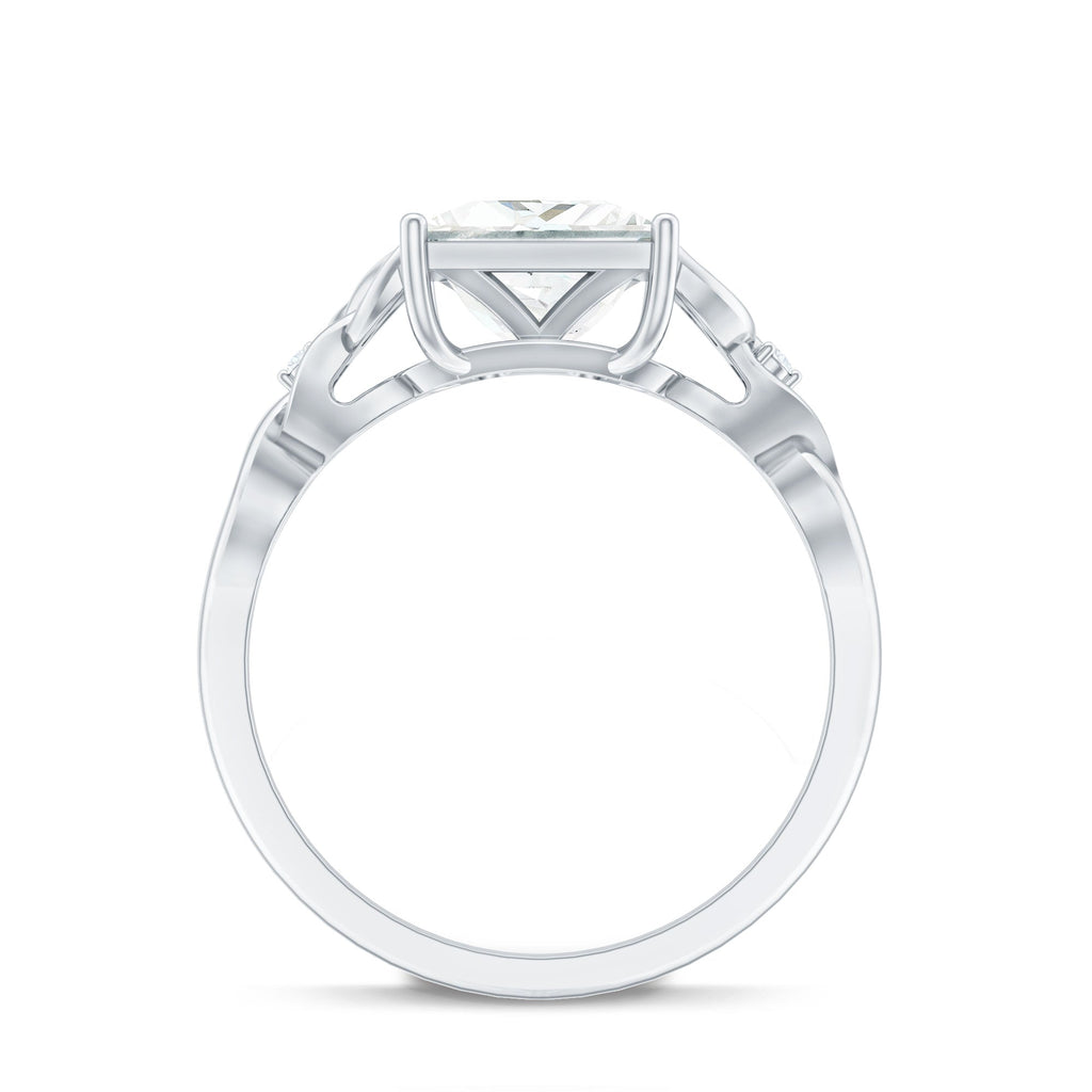 8 MM Princess Cut Moissanite Solitaire Engagement Celtic Ring