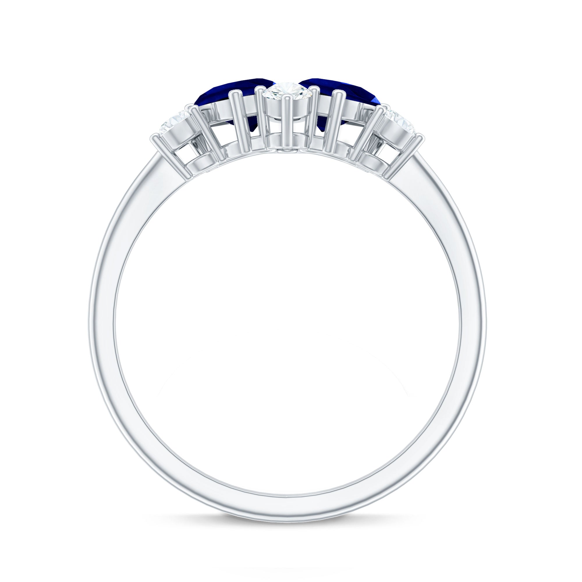 Lab Created Blue Sapphire and Diamond Cluster Ring