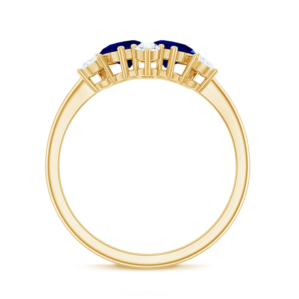 Lab Created Blue Sapphire and Diamond Cluster Ring