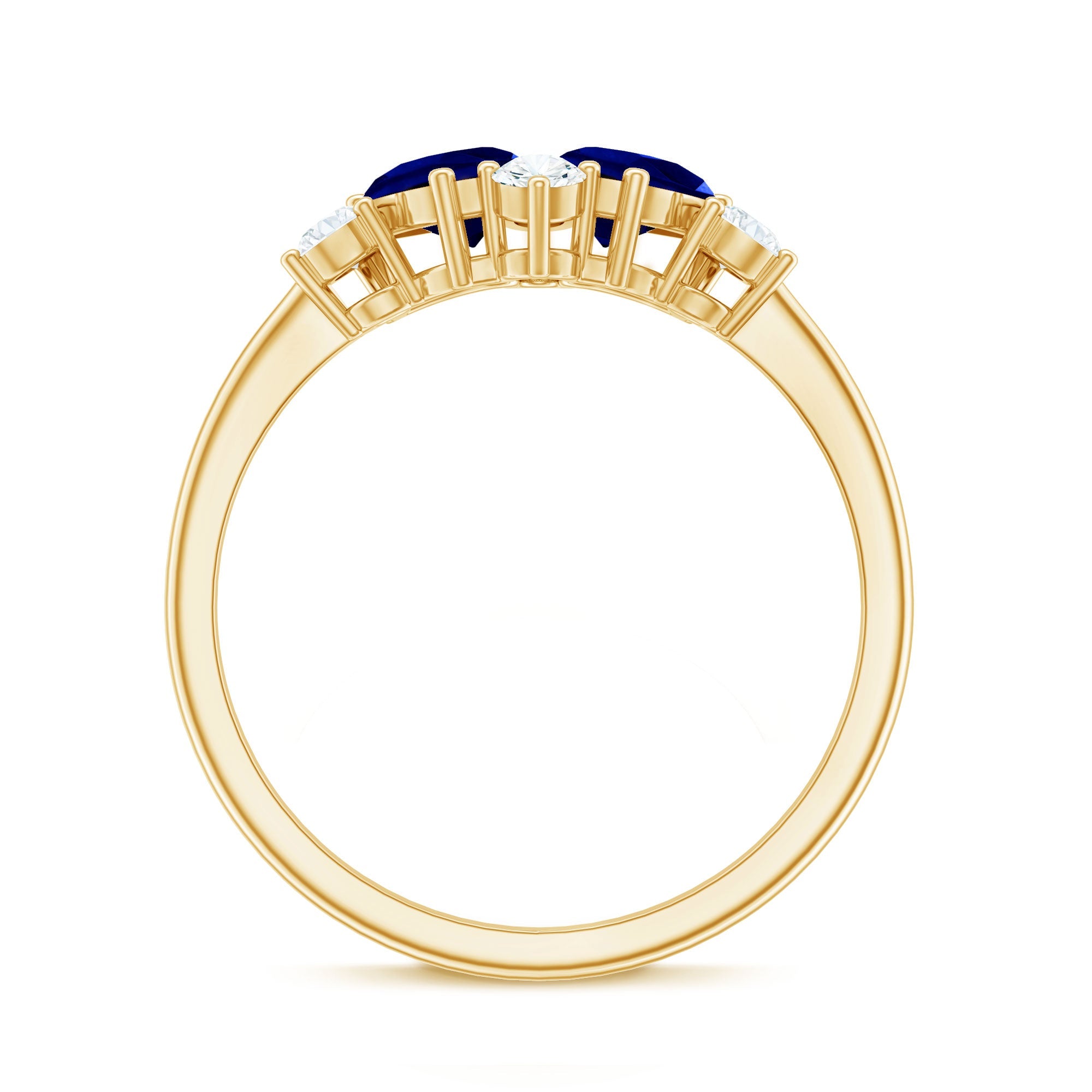Lab Created Blue Sapphire and Diamond Cluster Ring