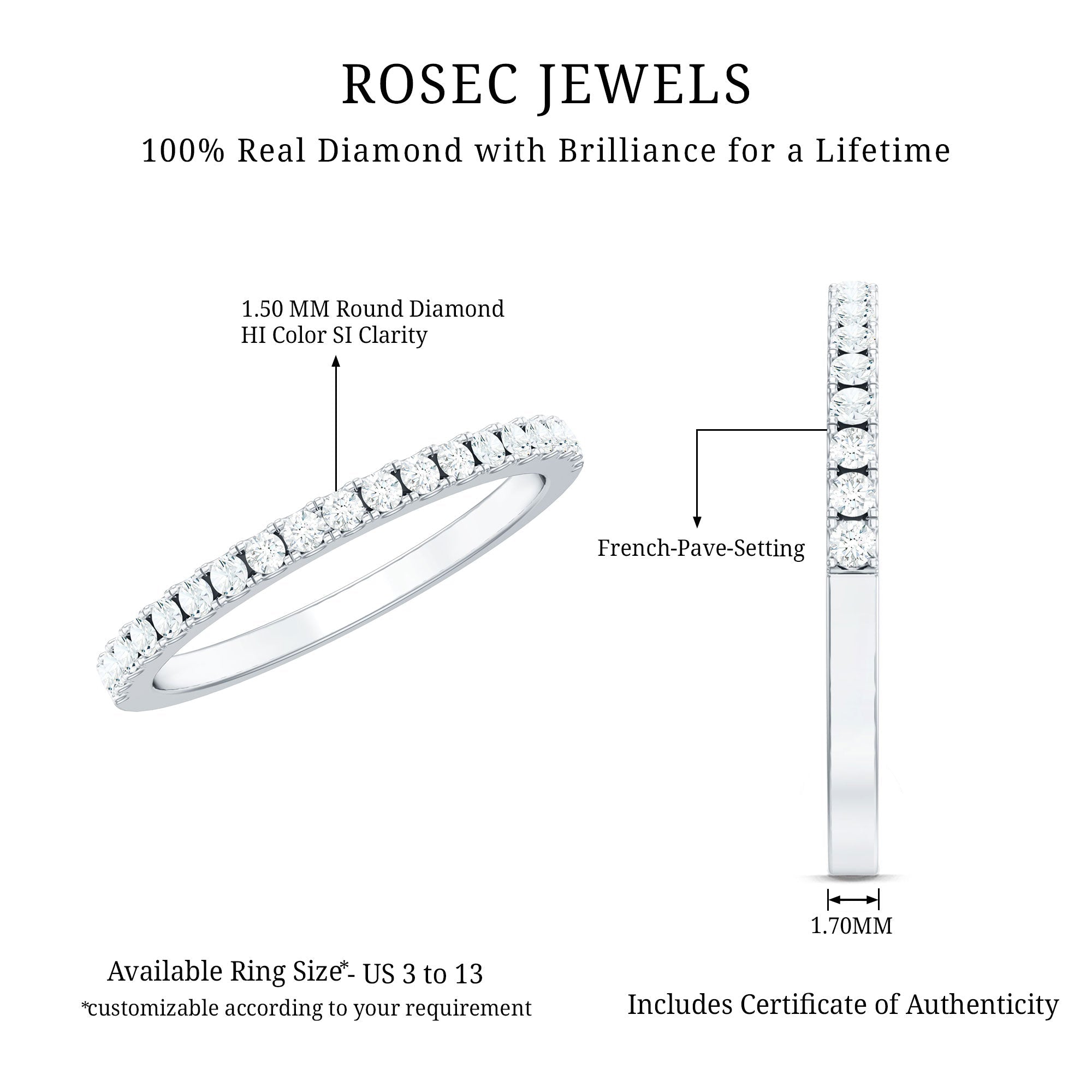 French Pave Diamond Eternity Wedding Ring