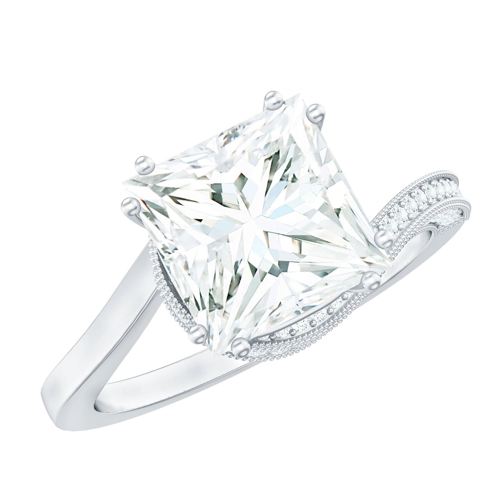 3.5 CT Moissanite Bypass Engagement Ring with Milgrain Detailing
