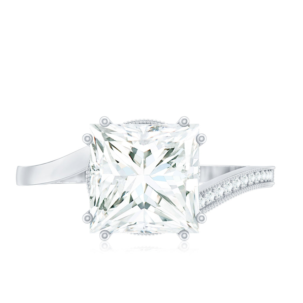 3.5 CT Moissanite Bypass Engagement Ring with Milgrain Detailing