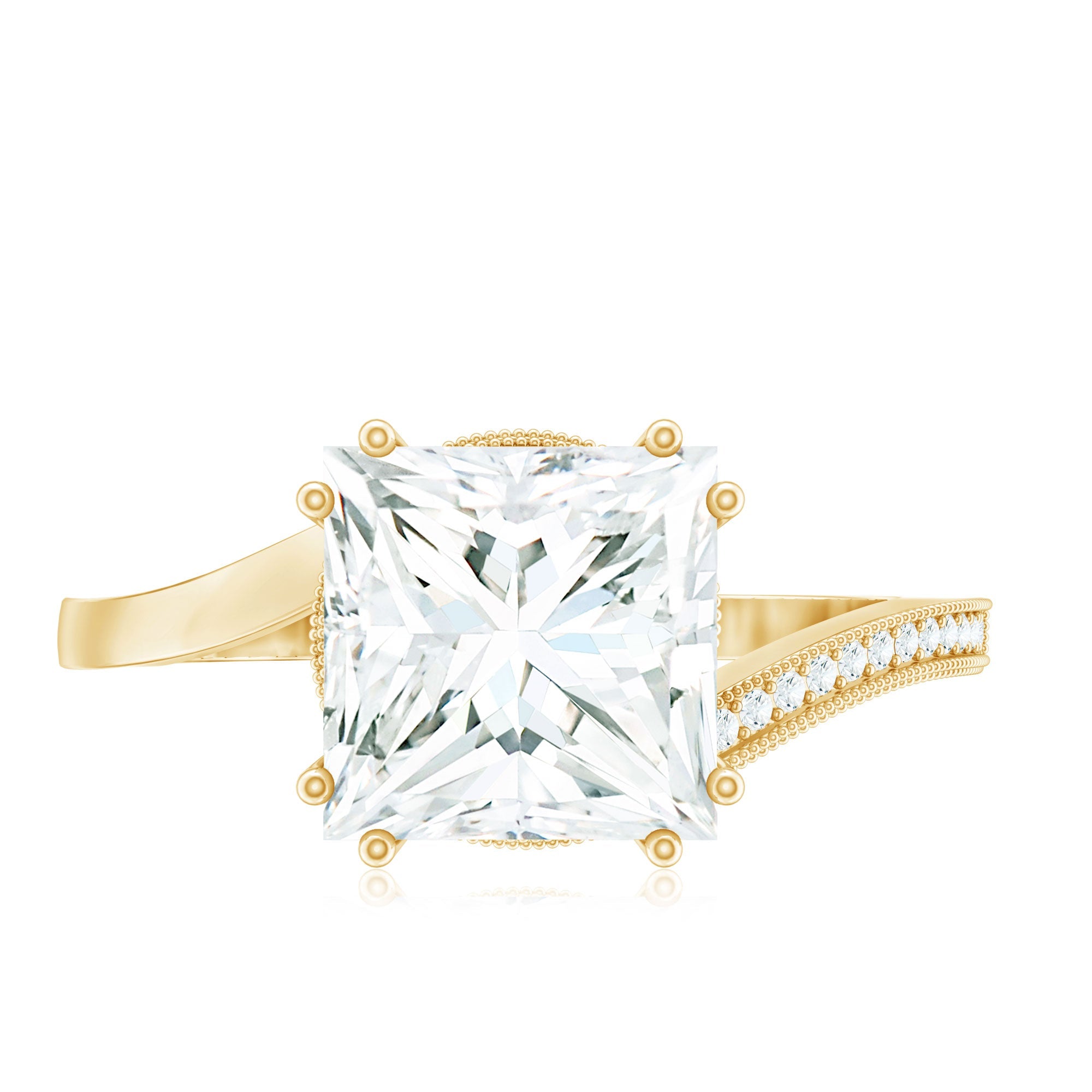 3.5 CT Moissanite Bypass Engagement Ring with Milgrain Detailing