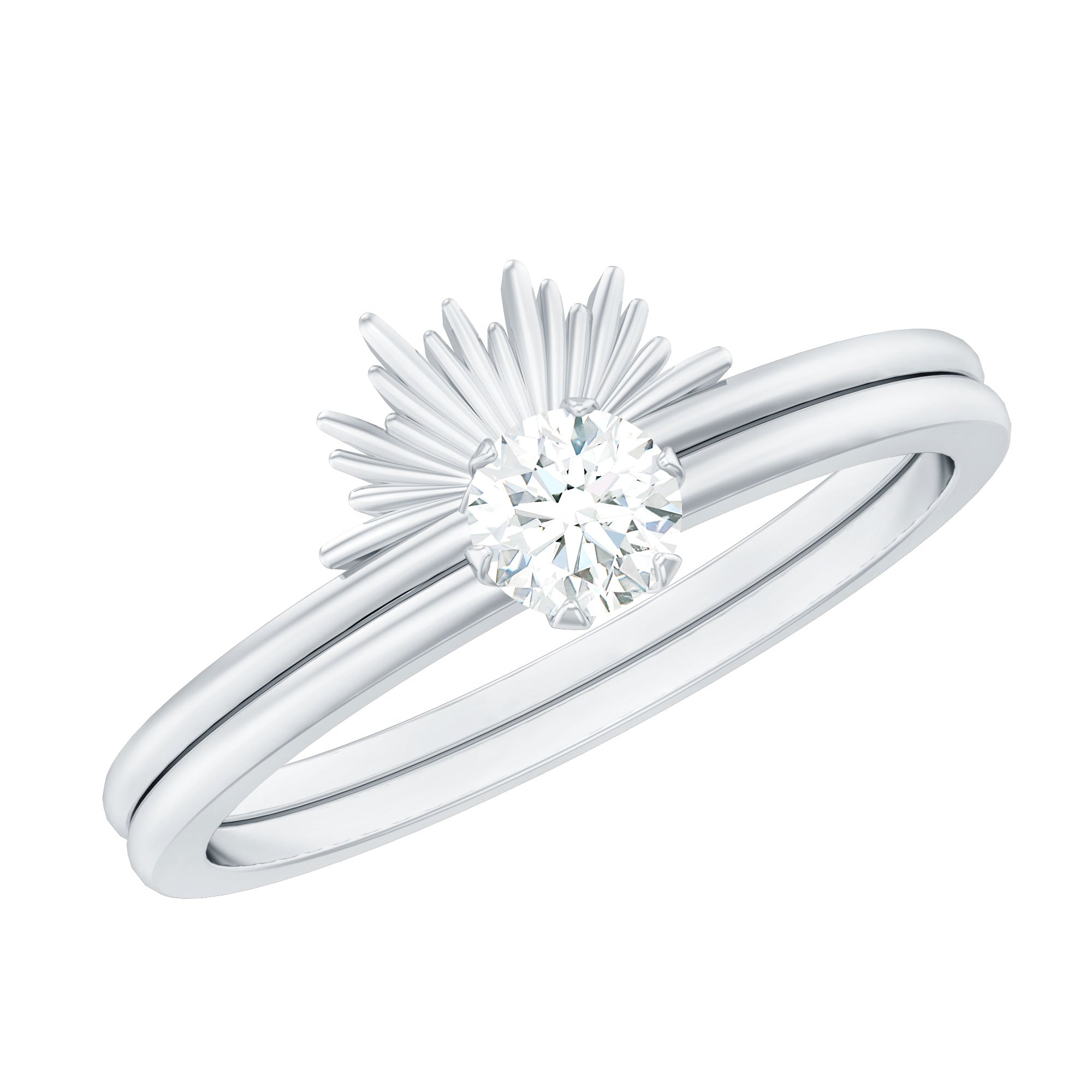 Certified Natural Diamond Promise Ring with Sunburst Enhancer