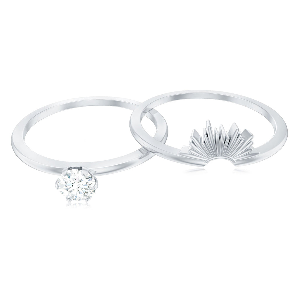 Certified Natural Diamond Promise Ring with Sunburst Enhancer