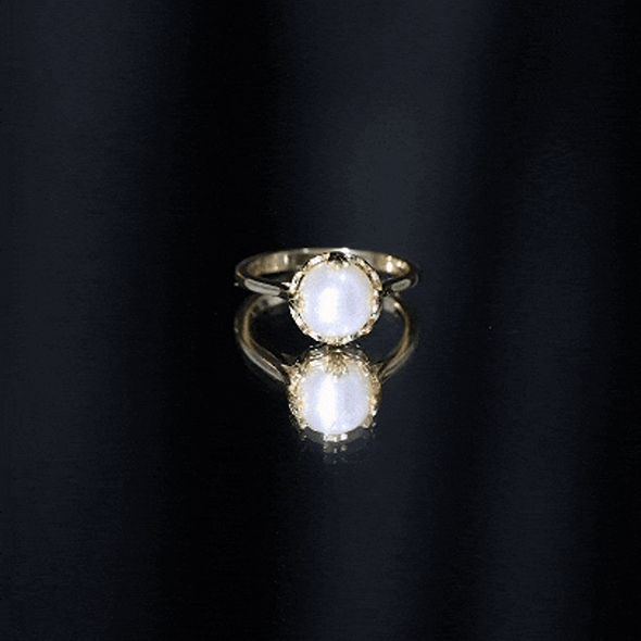 8 MM Round Pearl Art Deco Engagement Ring