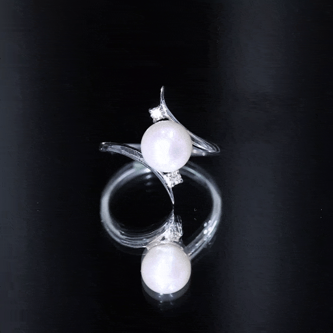 7.50 CT Freshwater Pearl Solitaire Bypass Ring with Diamond