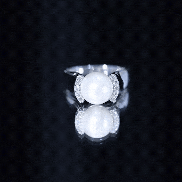 8.25 CT Freshwater Pearl Solitaire with Diamond Collar Ring