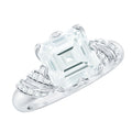 8 MM Asscher Cut Moissanite Solitaire Engagement Ring in Petal Prong Setting