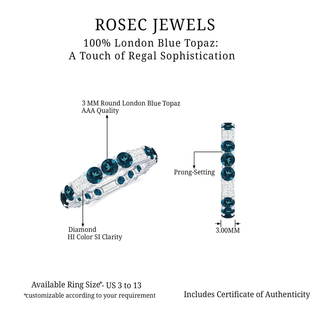 London Blue Topaz and Diamond Designer Full Eternity Band