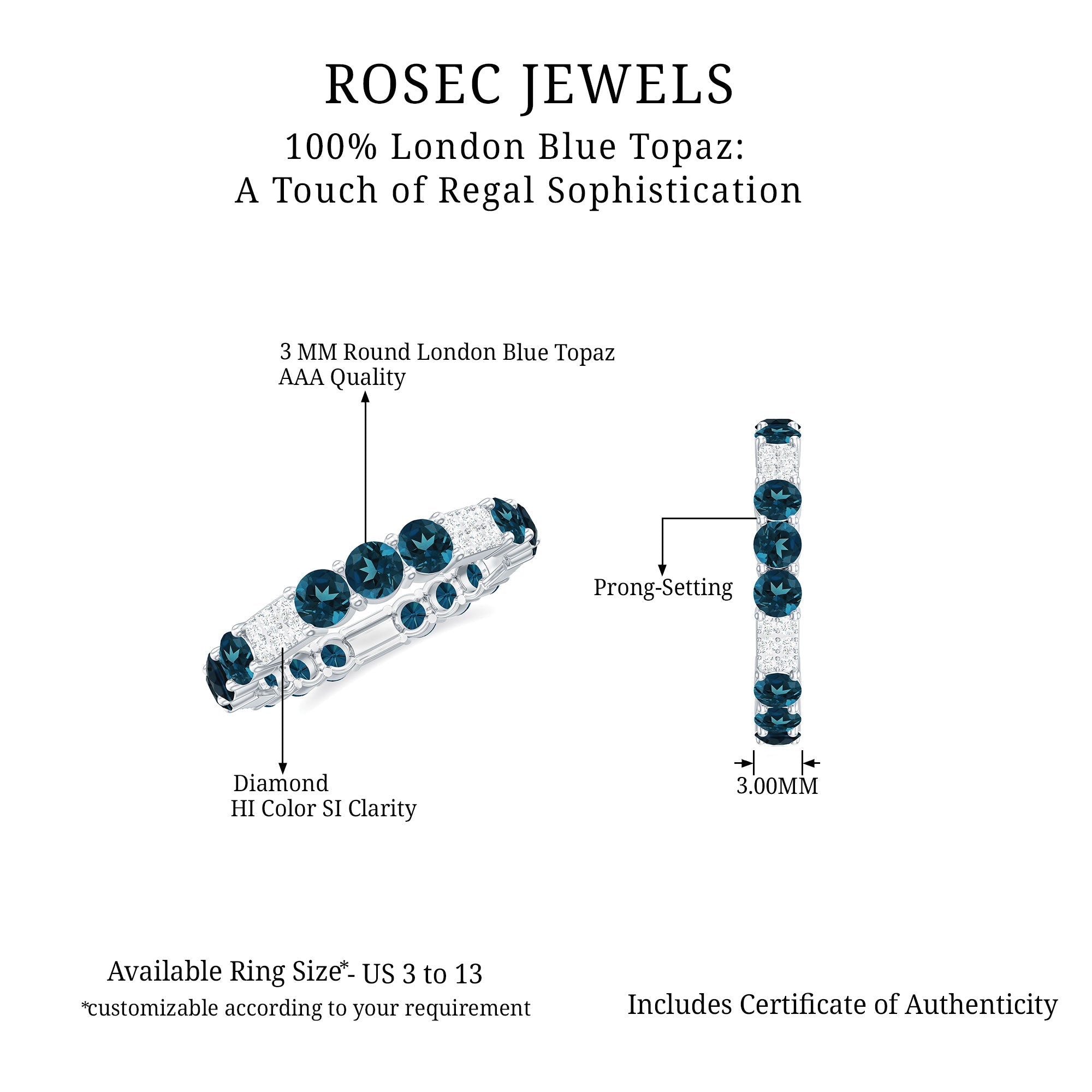 London Blue Topaz and Diamond Designer Full Eternity Band