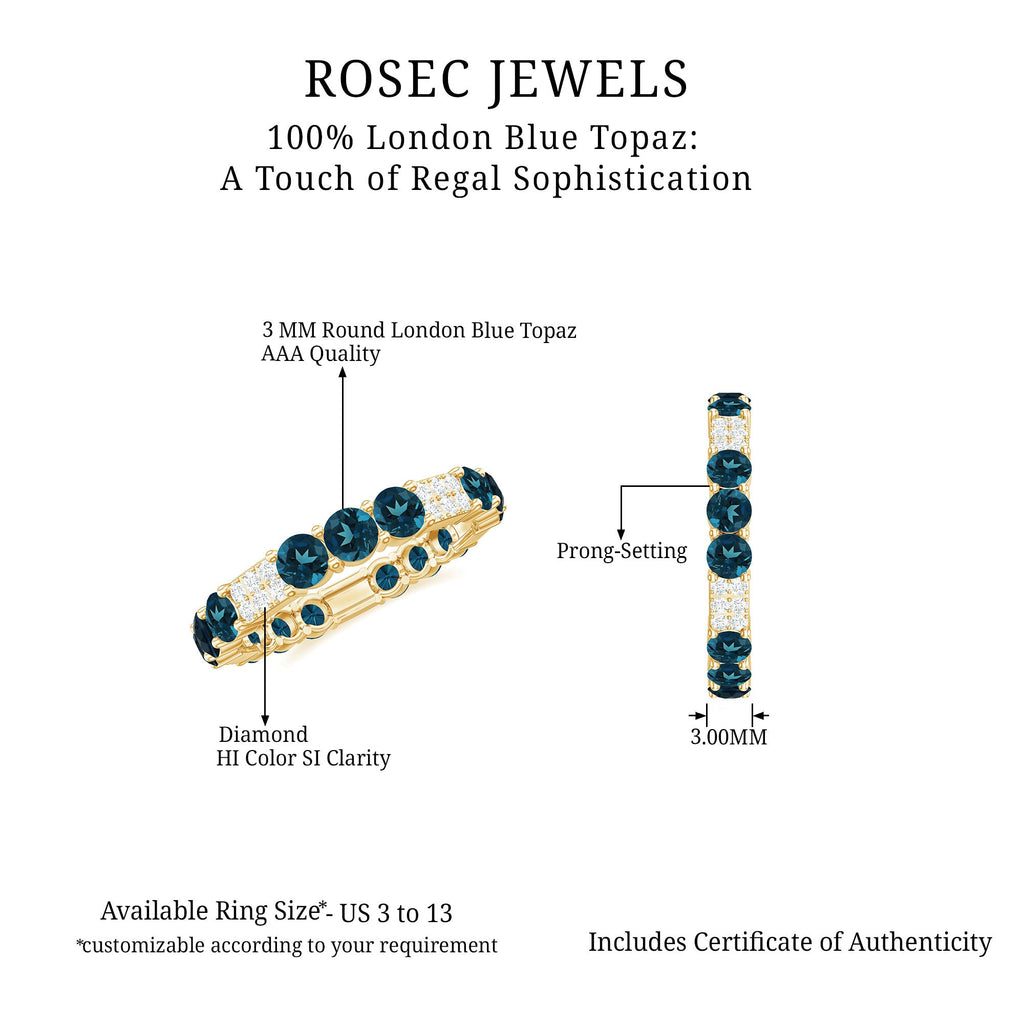 London Blue Topaz and Diamond Designer Full Eternity Band
