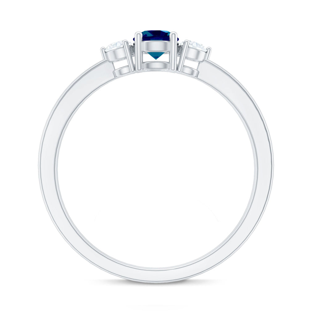 5mm London Blue Topaz Proposal Ring with Diamond