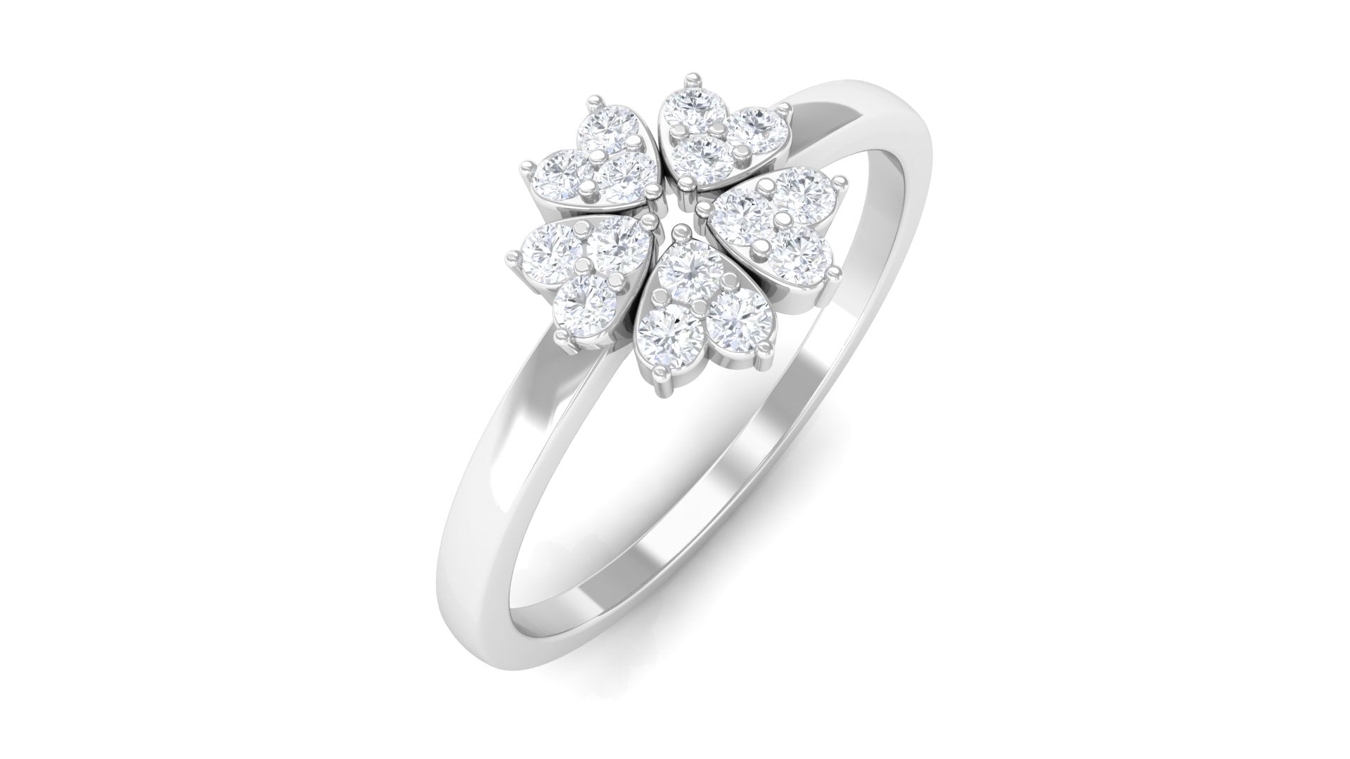 Natural Diamond Flower Promise Ring