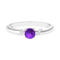 Round Amethyst Solitaire Promise Ring with Diamond
