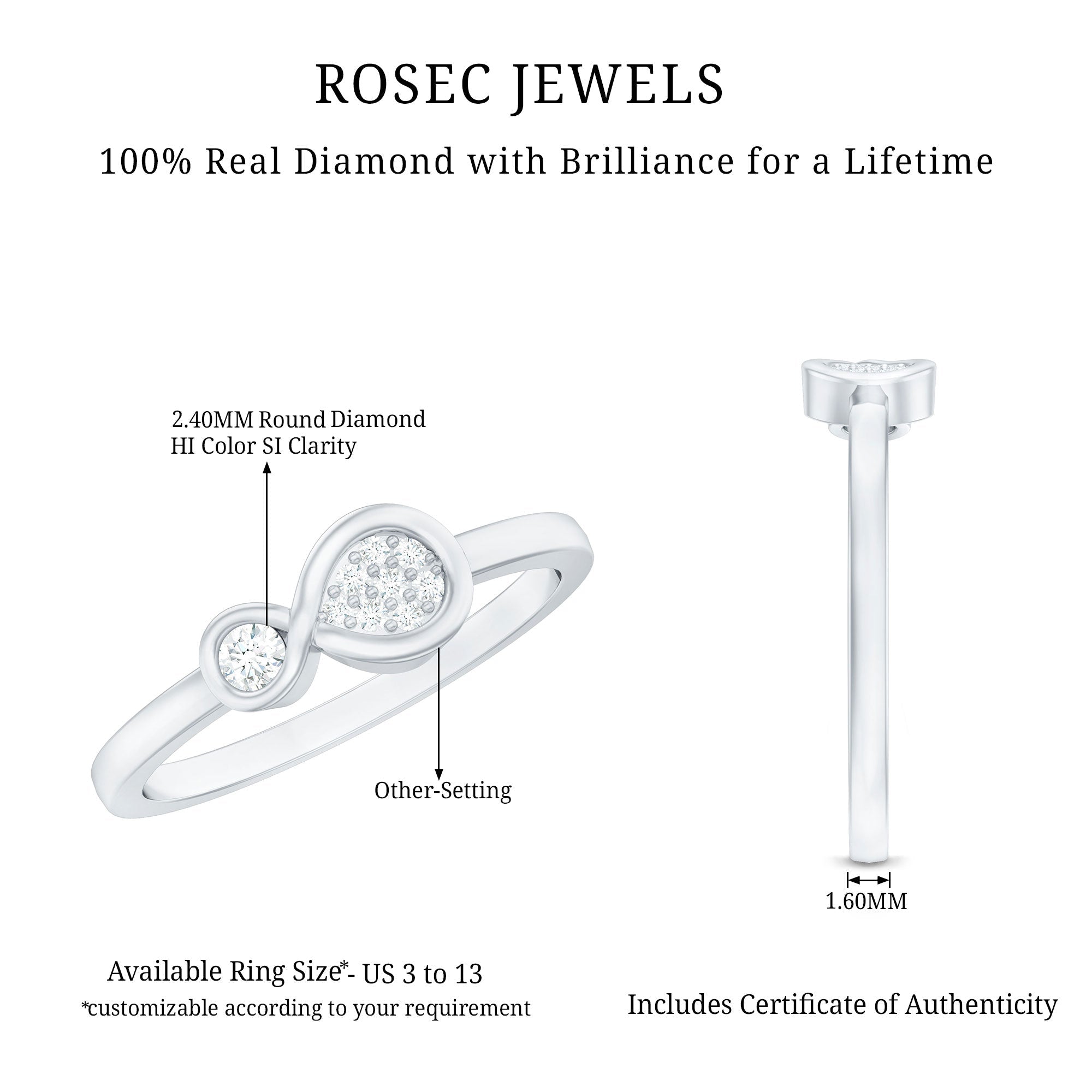 Natural Diamond Infinity Promise Ring