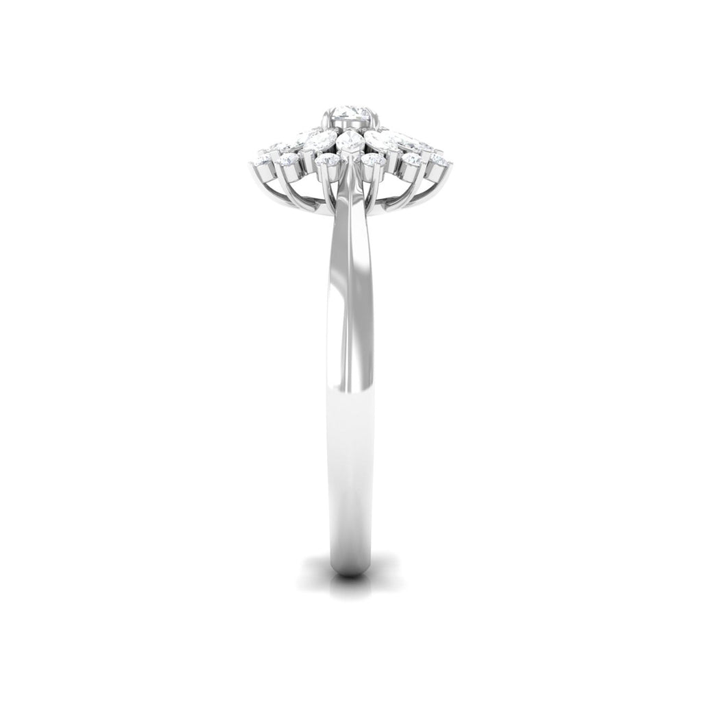 Certified Real Diamond Flower Engagement Ring