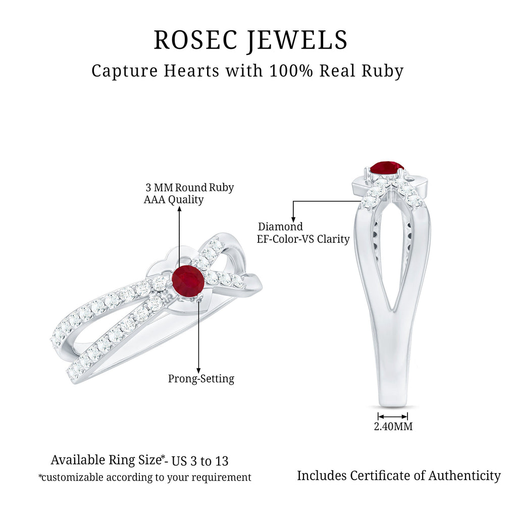 Certified Lab Grown Diamond Ruby Heart Promise Ring