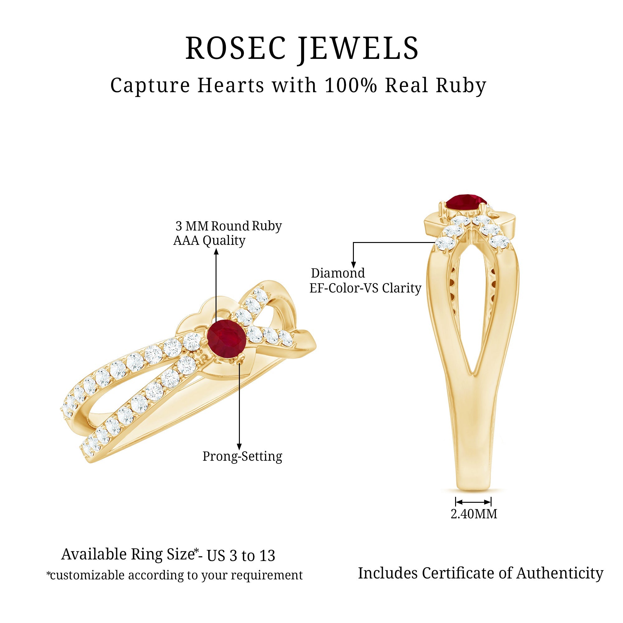 Certified Lab Grown Diamond Ruby Heart Promise Ring