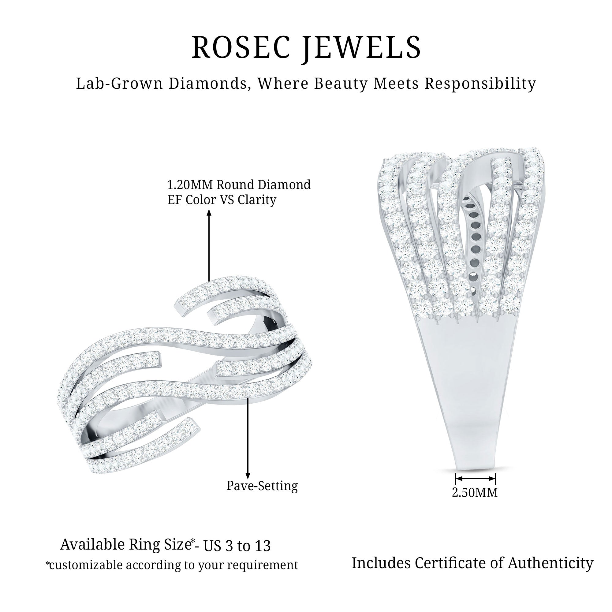 Certified Lab Grown Diamond Wide Wedding Band