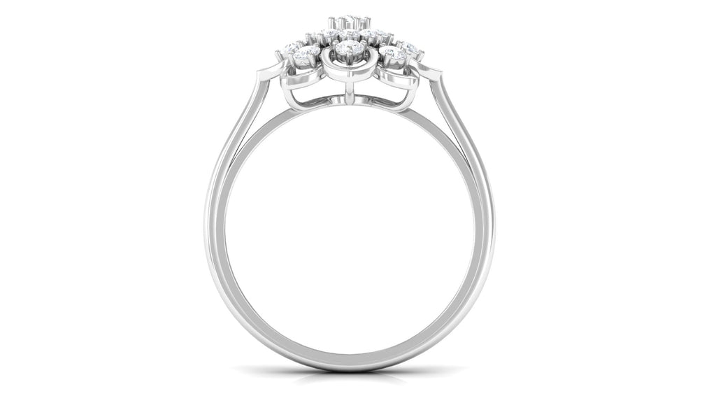 Certified Natural Diamond Flower Engagement Ring