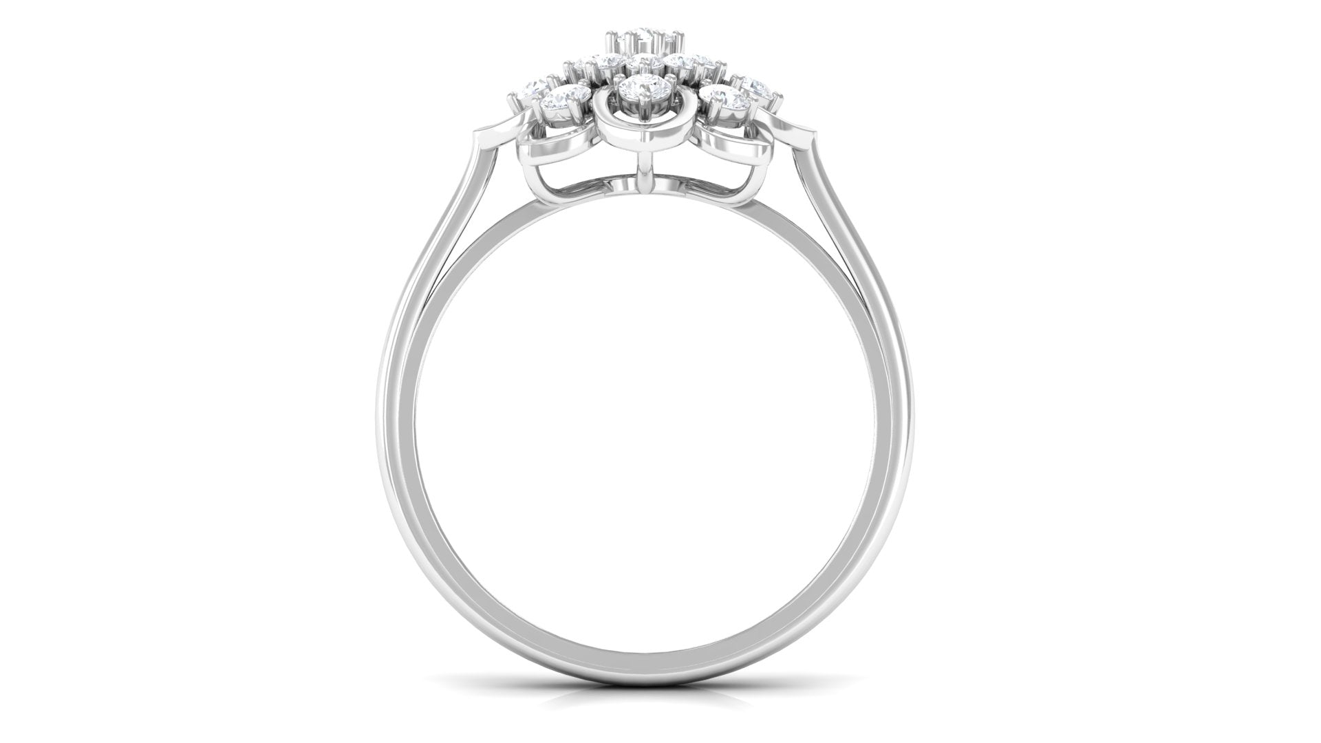 Certified Natural Diamond Flower Engagement Ring