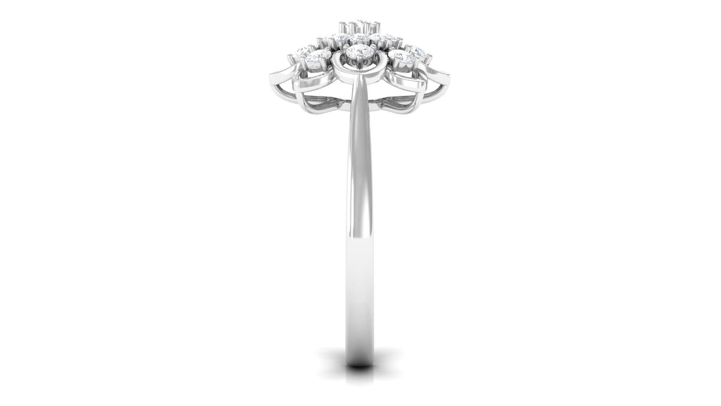 Certified Natural Diamond Flower Engagement Ring