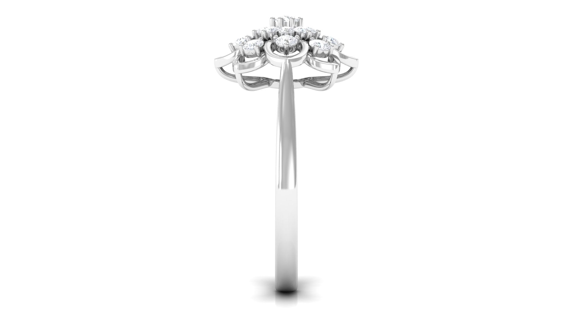 Certified Natural Diamond Flower Engagement Ring