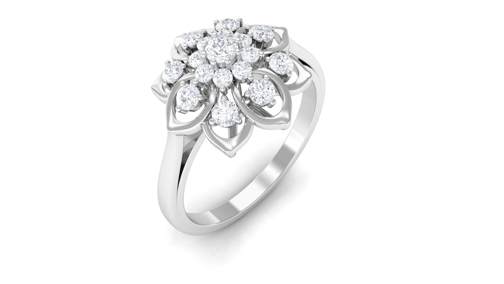 Certified Natural Diamond Flower Engagement Ring