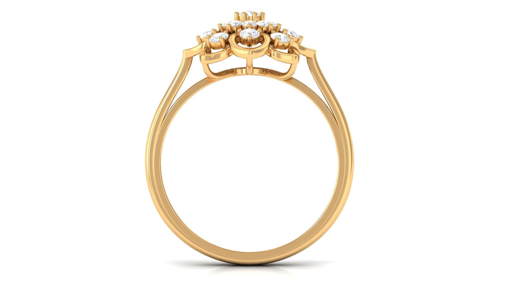 Certified Natural Diamond Flower Engagement Ring