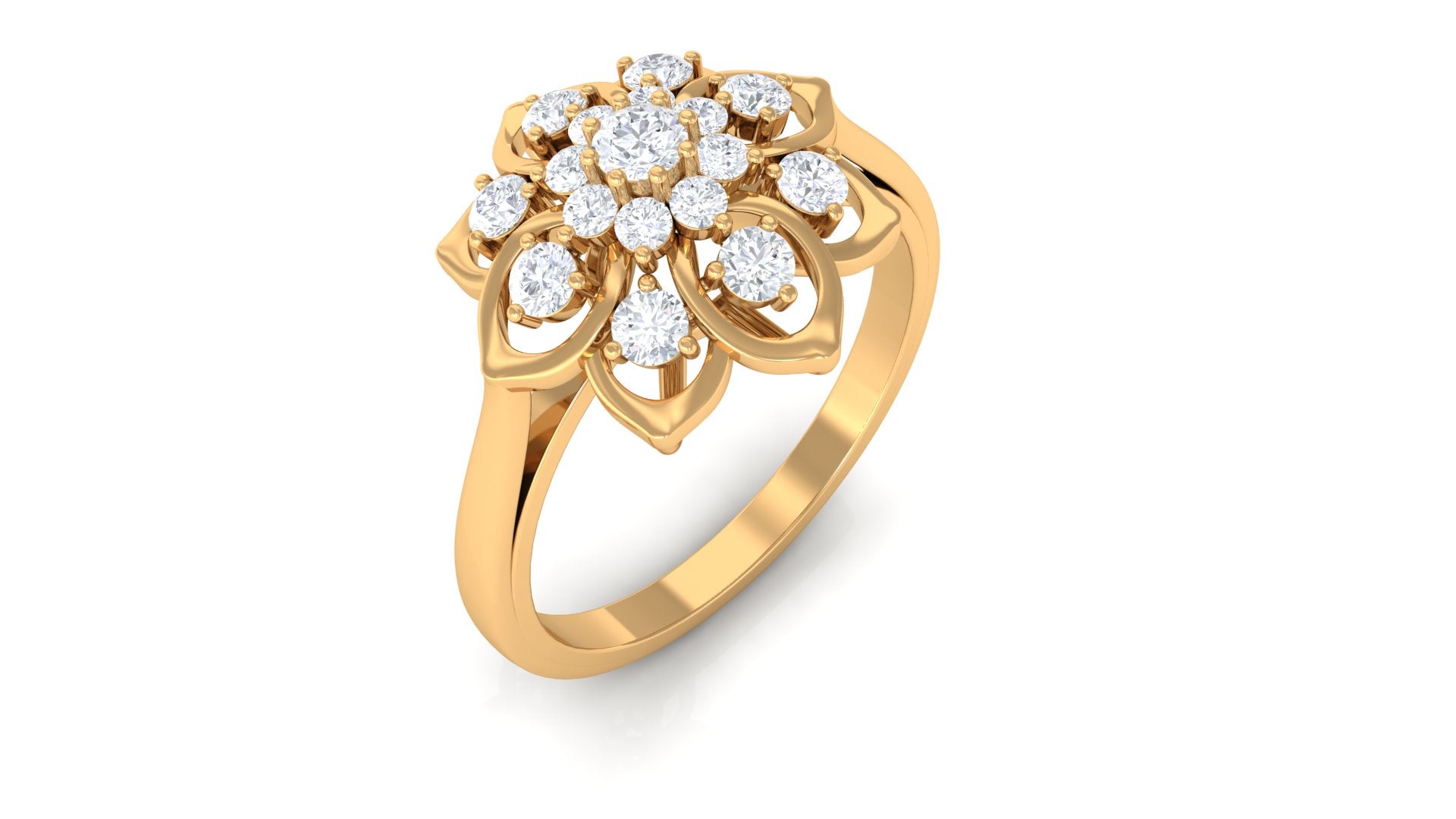 Certified Natural Diamond Flower Engagement Ring