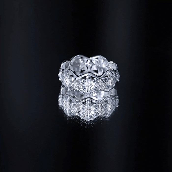 Natural Diamond Flower Wedding Band Ring With Certificate