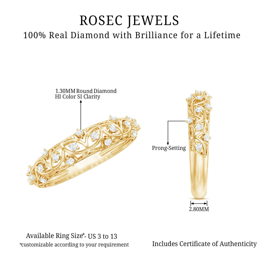 Certified Diamond Filigree Wedding Band for Women
