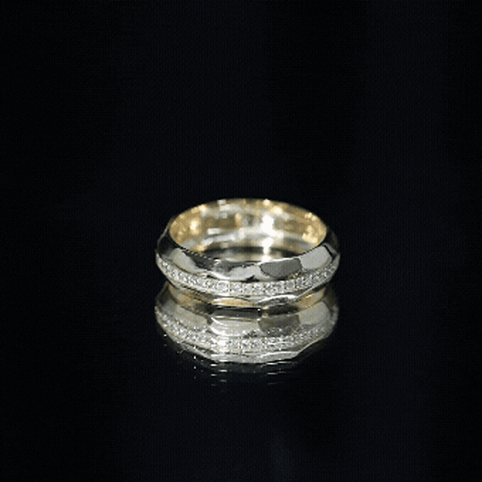 Natural Diamond Wide Eternity Band Ring with Textured