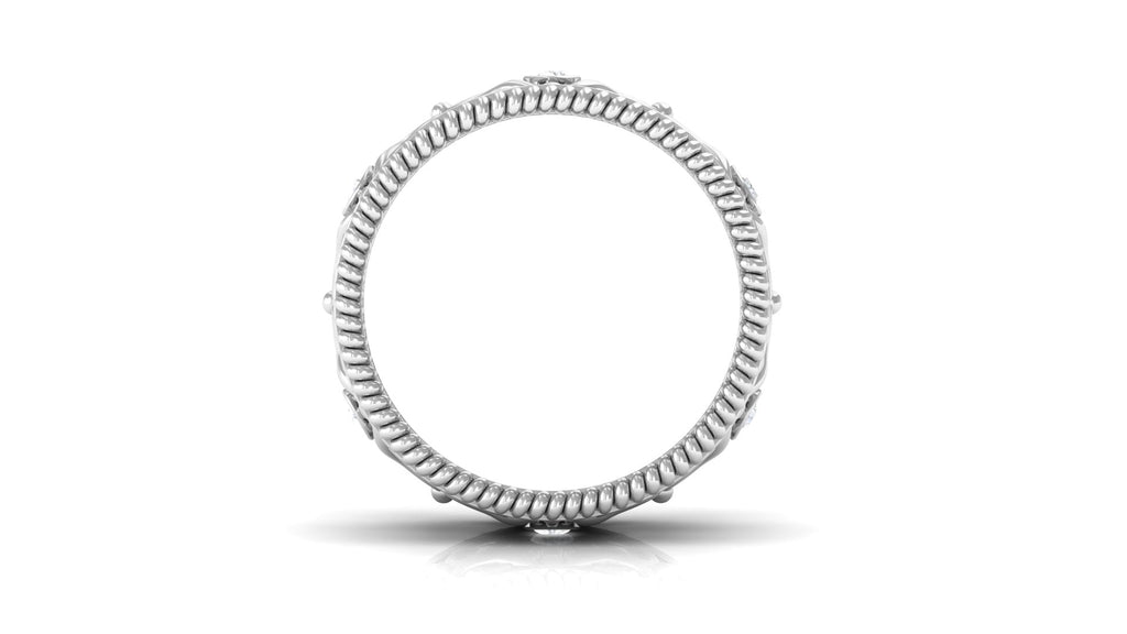 Vintage Inspired Real Diamond Wedding Band Ring
