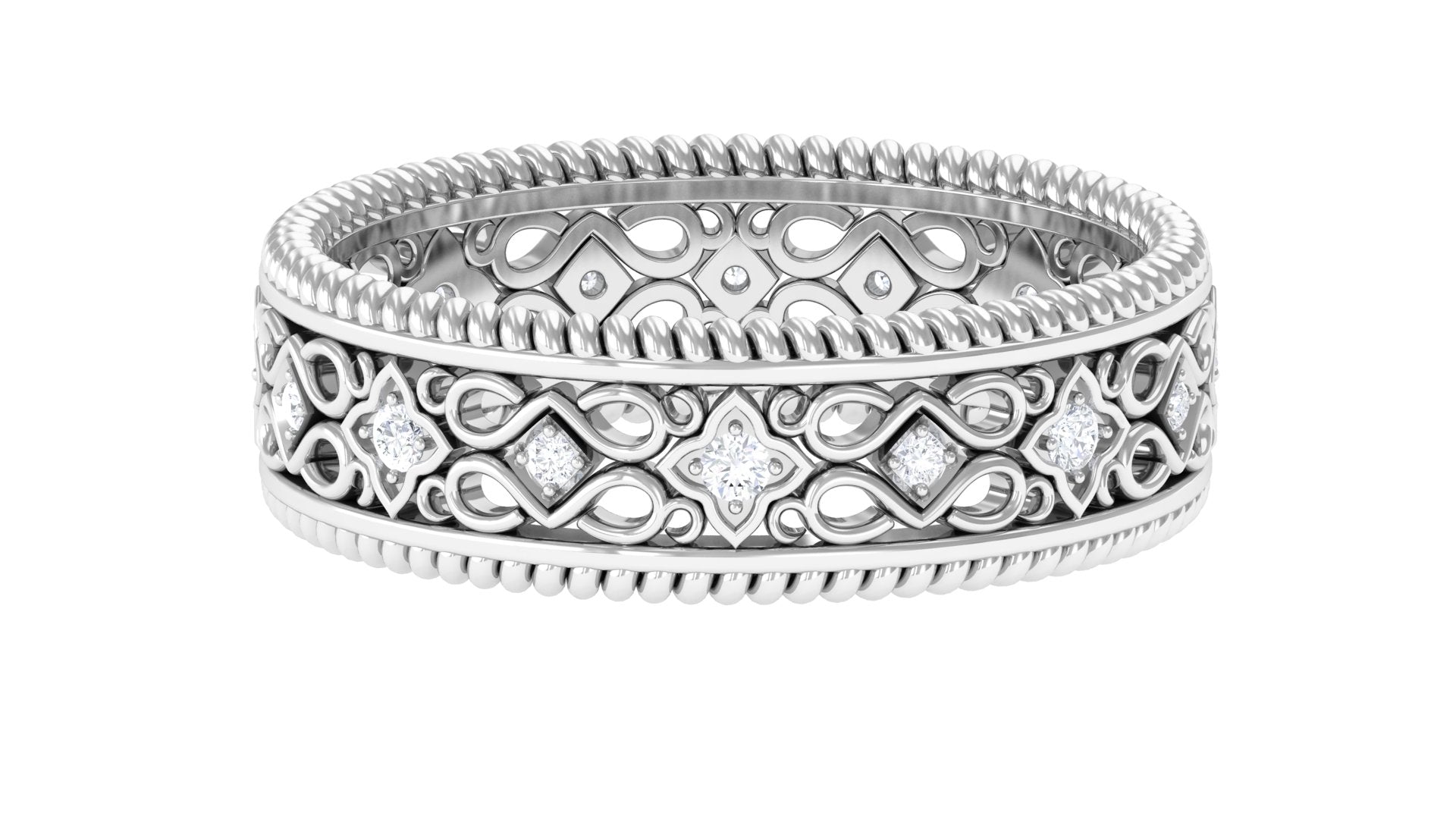Vintage Looking Natural Diamond Wedding Band