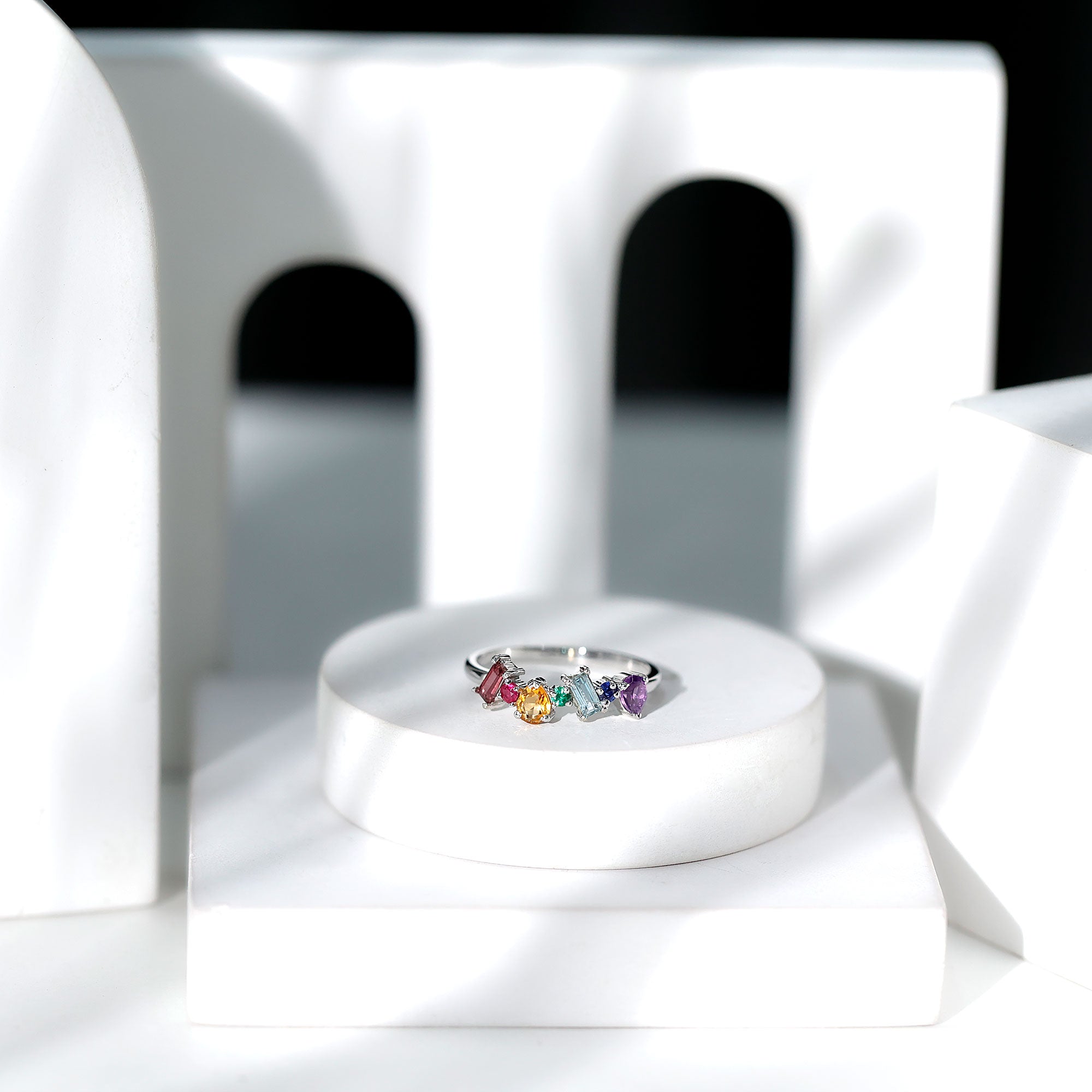 3/4 CT Colorful Multi Gemstone Promise Ring