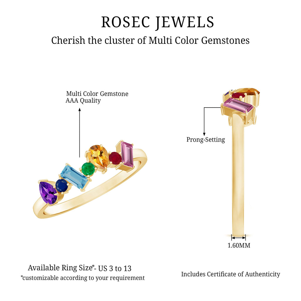 3/4 CT Colorful Multi Gemstone Promise Ring