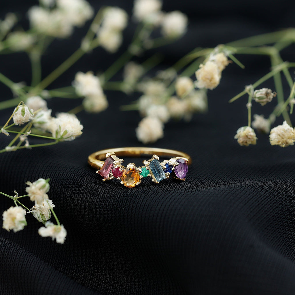 3/4 CT Colorful Multi Gemstone Promise Ring